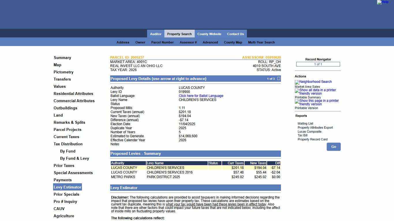 2005237 ASSESSOR#: 05910020 ... - Lucas County Auditor