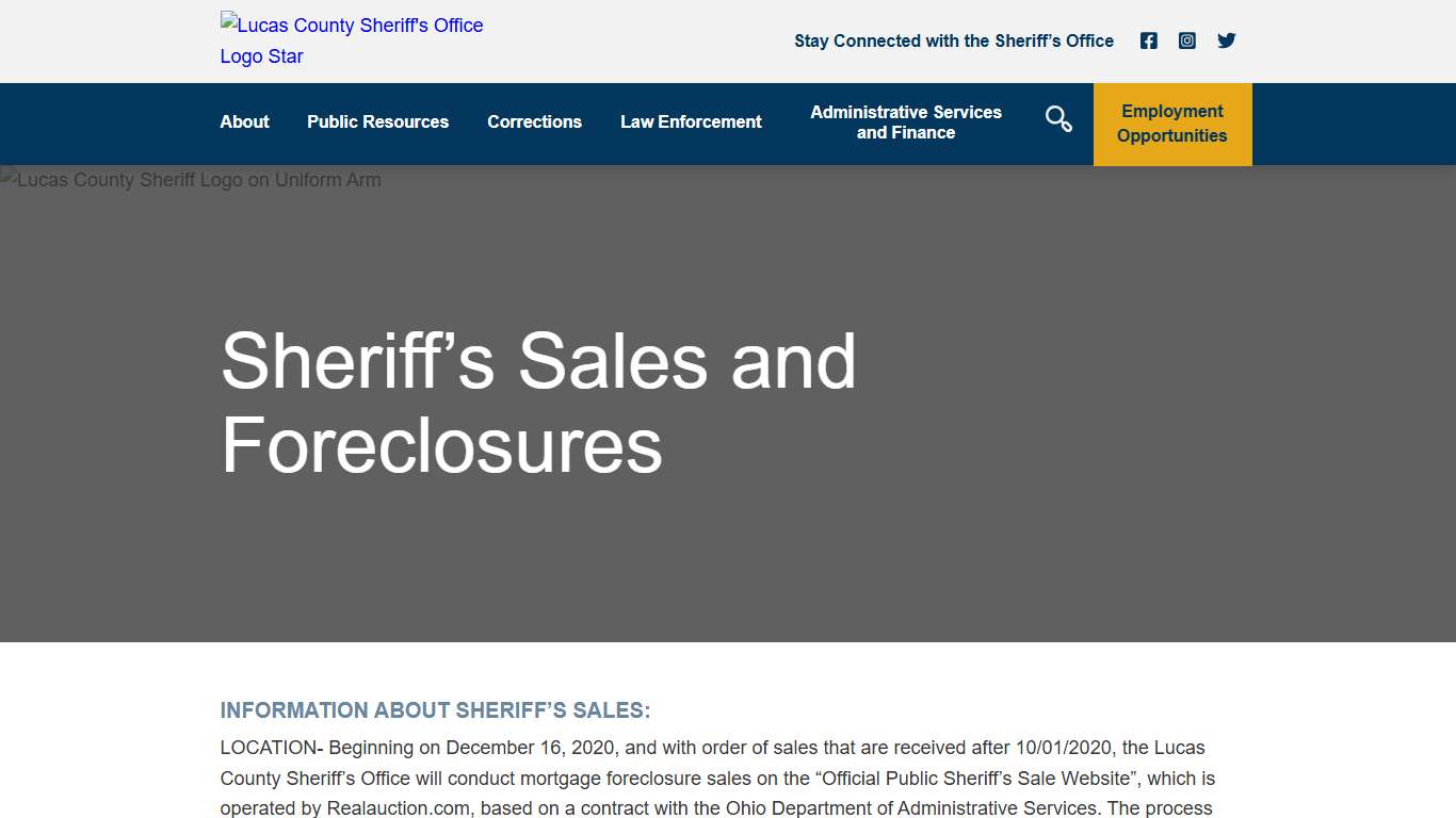 Lucas County Sheriff’s Office Sheriff’s Sales and Foreclosures